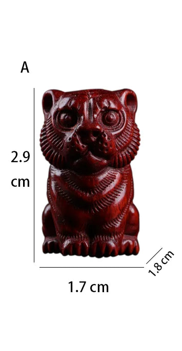 Pterocarpus santalinus 5cm Animal Sculpture tiger Office Decoration Feng Shui Car Hanging Real Wood Mascot Collection