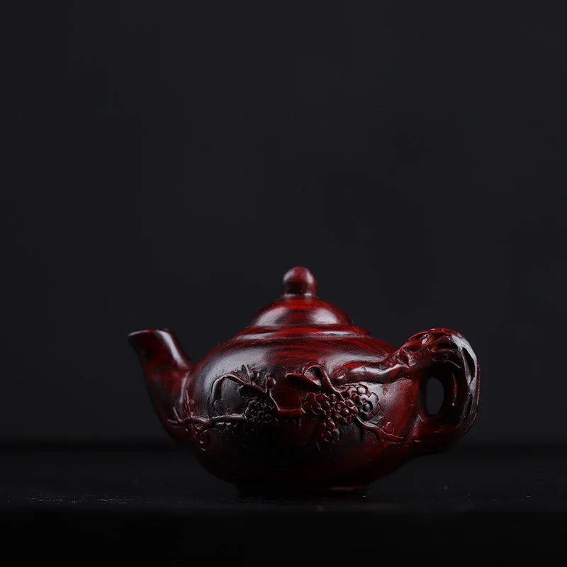 Pterocarpus santalinus Wood Sculpture Teapot Real Wood  Mascot  Lucky Wood Statue myth  Rich Collection Home Décor