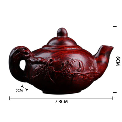 Pterocarpus santalinus Wood Sculpture Teapot Real Wood  Mascot  Lucky Wood Statue myth  Rich Collection Home Décor