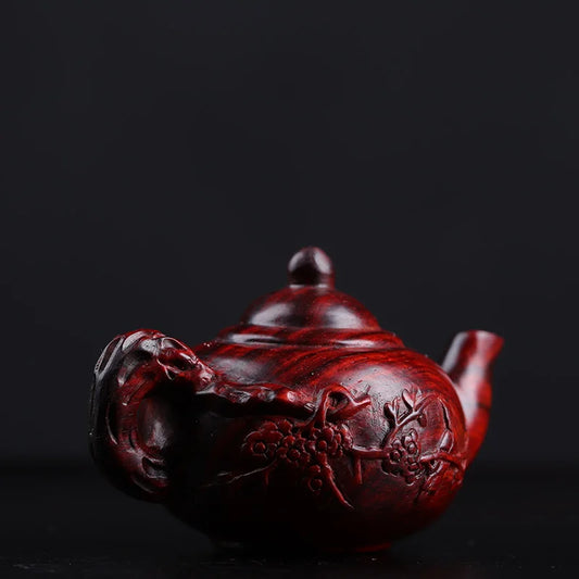 Pterocarpus santalinus Wood Sculpture Teapot Real Wood  Mascot  Lucky Wood Statue myth  Rich Collection Home Décor