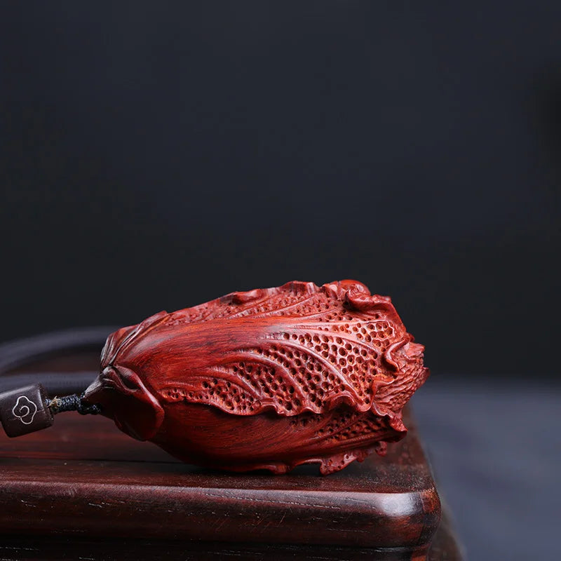 Pterocarpus santalinus Wood Statue Plant Sculpture  Real Wood  Wood Statue Bag Pendant  Lucky Collection  Feng Shui Home Décor