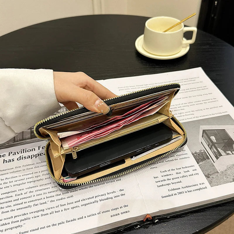 Pu Leather Women Wallets Women Purses Fashion Long Zipper Women's Wallet Money Coin Holder Female Long Purse Female Purse Zipper