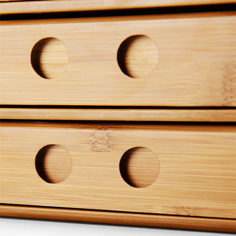 Pu'er tea box bamboo storage for Puer tea cake cabinet with drawer one two three layers for tea set tools