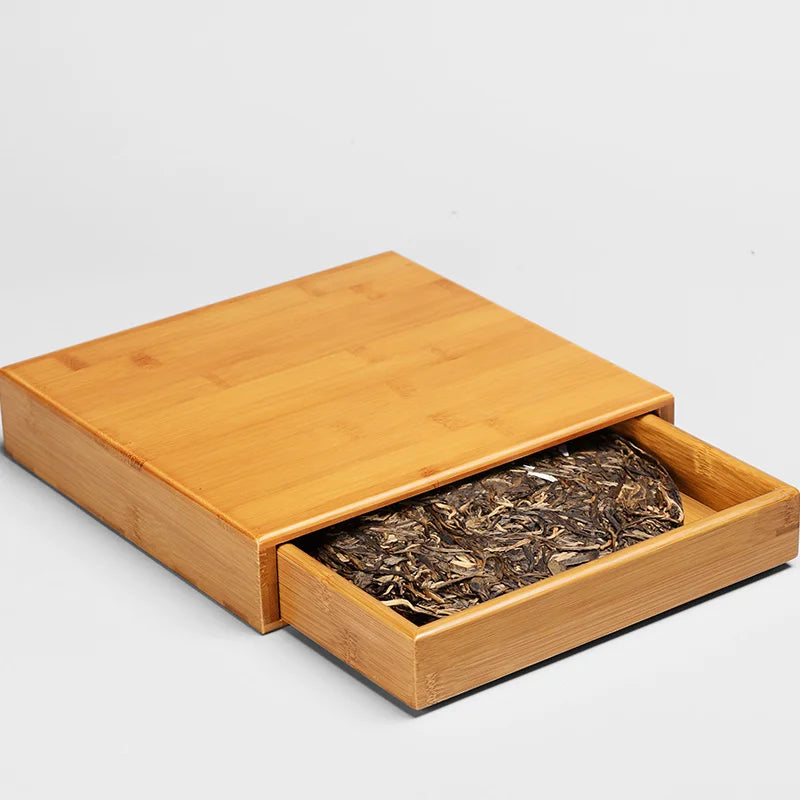 Pu'er tea box bamboo storage for Puer tea cake cabinet with drawer one two three layers for tea set tools