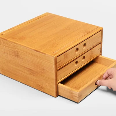Pu'er tea box bamboo storage for Puer tea cake cabinet with drawer one two three layers for tea set tools