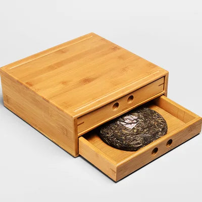 Pu'er tea box bamboo storage for Puer tea cake cabinet with drawer one two three layers for tea set tools
