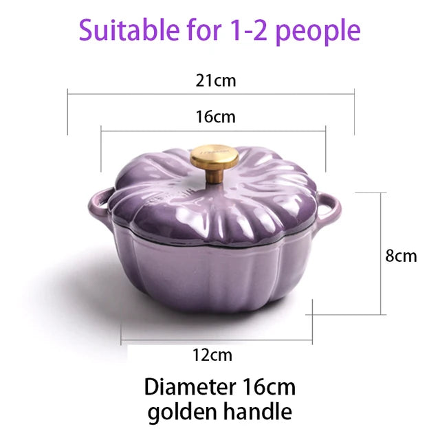 Pumpkin Enamel Stew Sets of Pot and Pans Iron Casserole Pots Multi -functional Home Glass Pan for Cooking Kitchenware Set