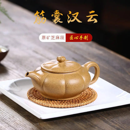 Pumpkin Purple Clay Pot Factory Wholesale Rain Medium Sand Raw Ore Sesame Segment Mud Tendon Bag Han Yun Pot Factory One Piece D