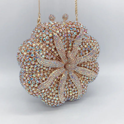 Pumpkin jewel package round women evening party bag diamonds wallet luxury clutches bridal wedding party elegant crystal purses