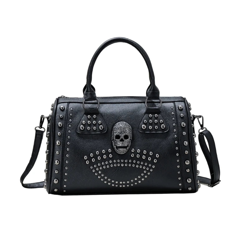 Punk Handbag Large Capacity Rivet Skull Bag Versatile Shoulder Bag for Women
