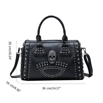 Punk Handbag Large Capacity Rivet Skull Bag Versatile Shoulder Bag for Women
