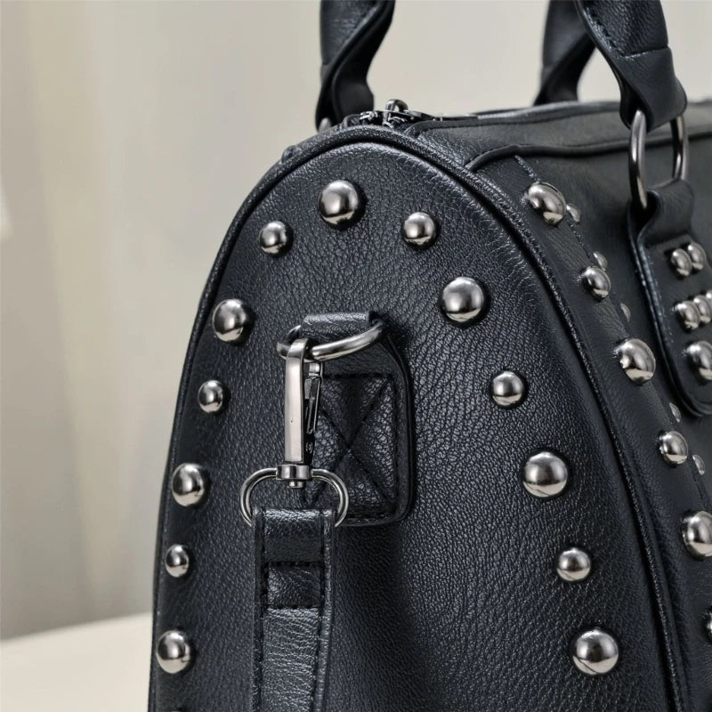 Punk Handbag Large Capacity Rivet Skull Bag Versatile Shoulder Bag for Women