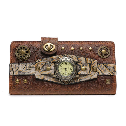 Punk Women's Long Cowhide Retro Style Handheld Wallet / Purses for Women