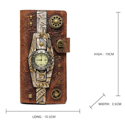 Punk Women's Long Cowhide Retro Style Handheld Wallet / Purses for Women