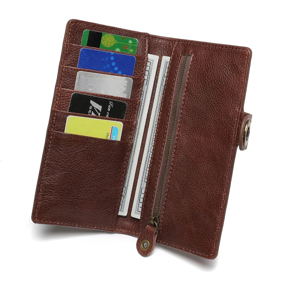 Punk Women's Long Cowhide Retro Style Handheld Wallet / Purses for Women