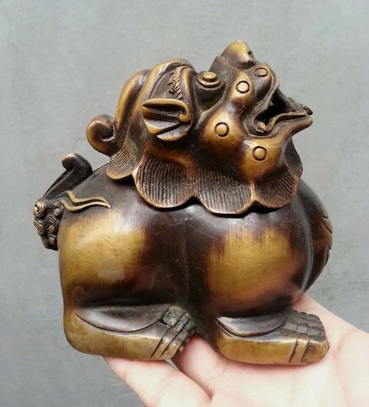 Pure Bronze China Palace classical Sign lucky Statue incense burner