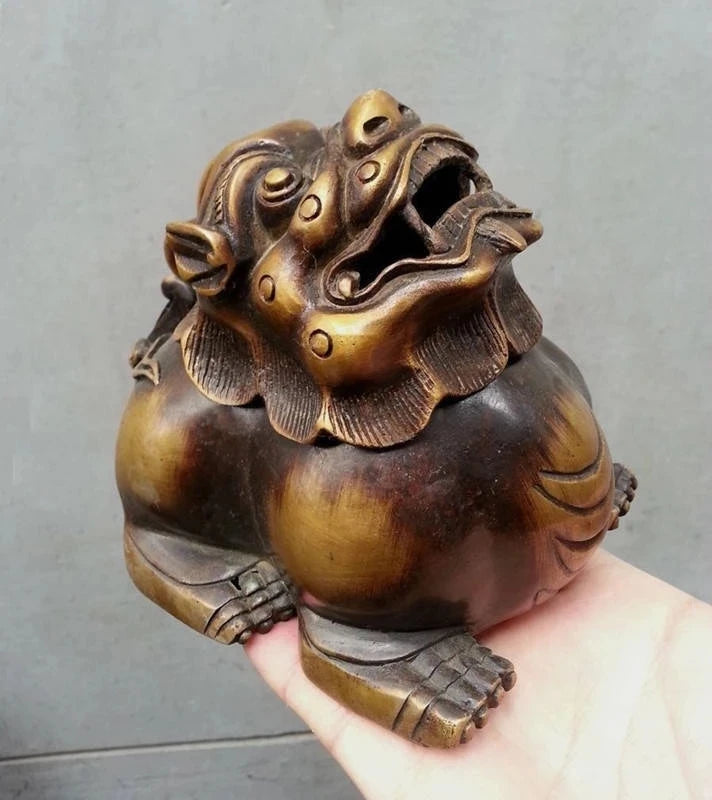 Pure Bronze China Palace classical Sign lucky Statue incense burner