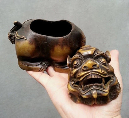 Pure Bronze China Palace classical Sign lucky Statue incense burner