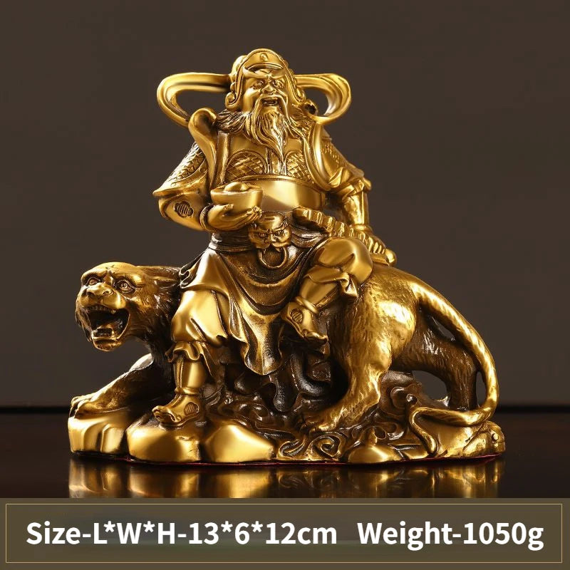 Pure Bronze Statue of Zhao Gongming Ornament Home Living Room Decorations Wu Cai God Standing Statue Craft