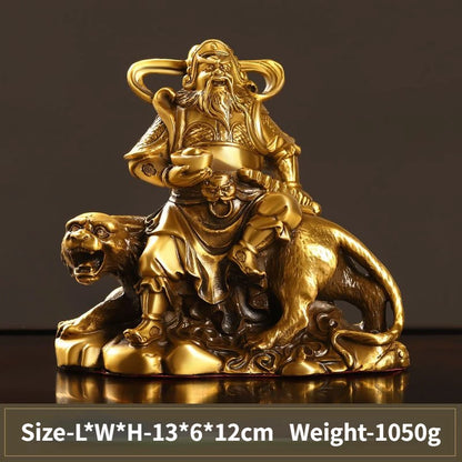 Pure Bronze Statue of Zhao Gongming Ornament Home Living Room Decorations Wu Cai God Standing Statue Craft