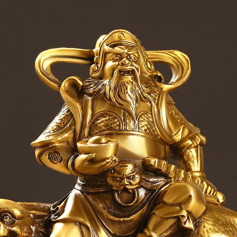 Pure Bronze Statue of Zhao Gongming Ornament Home Living Room Decorations Wu Cai God Standing Statue Craft