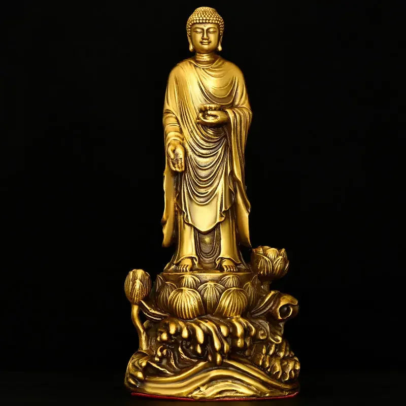 Pure Copper Amitabha Guanyin Bodhisattva Western Three Saints Home Offerings Pray for Blessings Buddha Statue