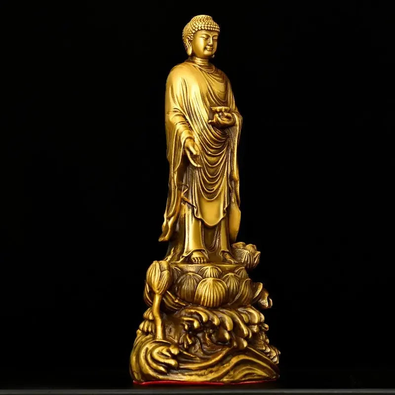 Pure Copper Amitabha Guanyin Bodhisattva Western Three Saints Home Offerings Pray for Blessings Buddha Statue