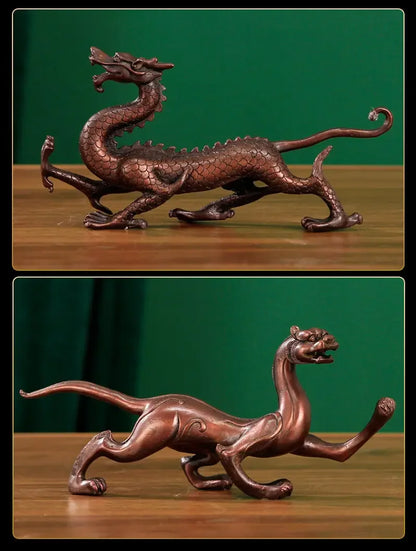 Pure Copper Animal Four Animals Ornament Spirit Beast Decor Green Dragon White Tiger Vermilion Bird Xuanwu Sculptures
