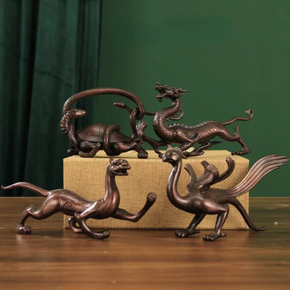 Pure Copper Animal Four Animals Ornament Spirit Beast Decor Green Dragon White Tiger Vermilion Bird Xuanwu Sculptures