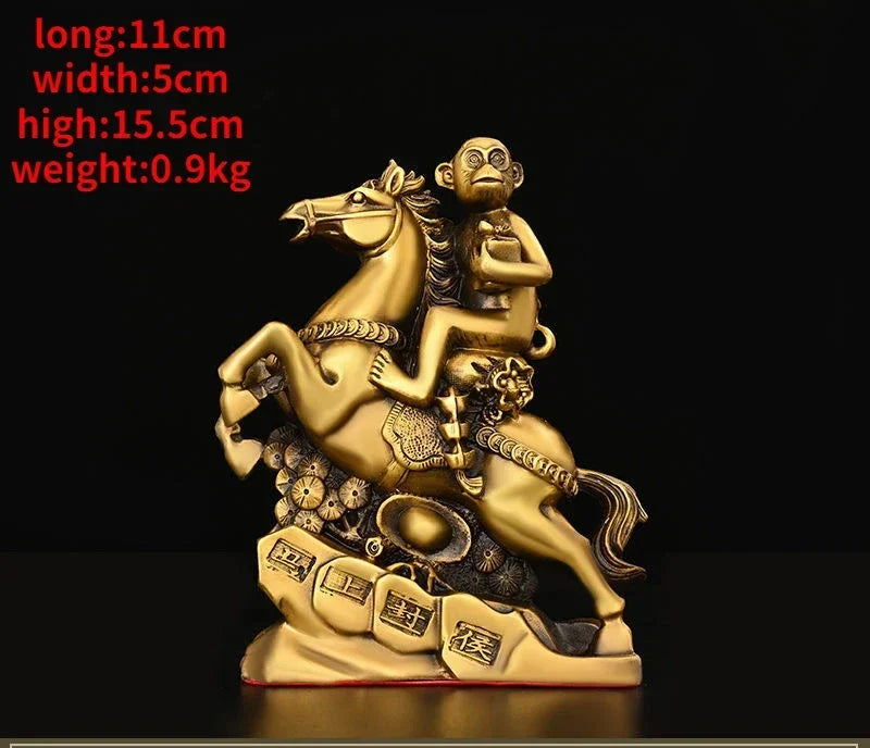 Pure Copper Animal Monkey Immediately Feng Hou Ornaments Home Living Room Office Fengshui Statues