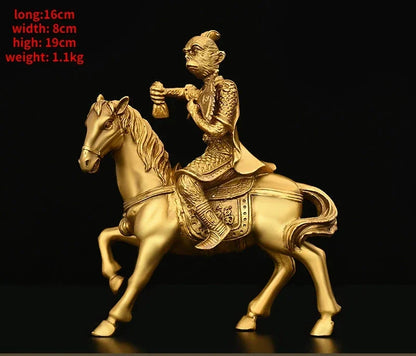 Pure Copper Animal Monkey Immediately Feng Hou Ornaments Home Living Room Office Fengshui Statues