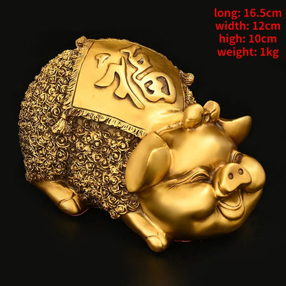 Pure Copper Animal Pig Ornament Golden Wealth Home Office Mascot Store Miniatures Opening Gift
