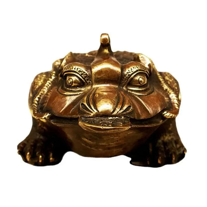 Pure Copper Animal  Three Legged Golden Toad Craft Ornament Metal Crafts  Living Room Decoration Miniatures