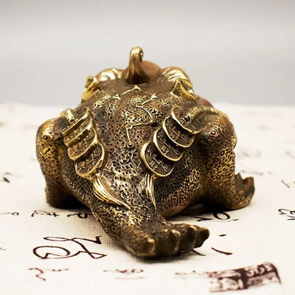 Pure Copper Animal  Three Legged Golden Toad Craft Ornament Metal Crafts  Living Room Decoration Miniatures