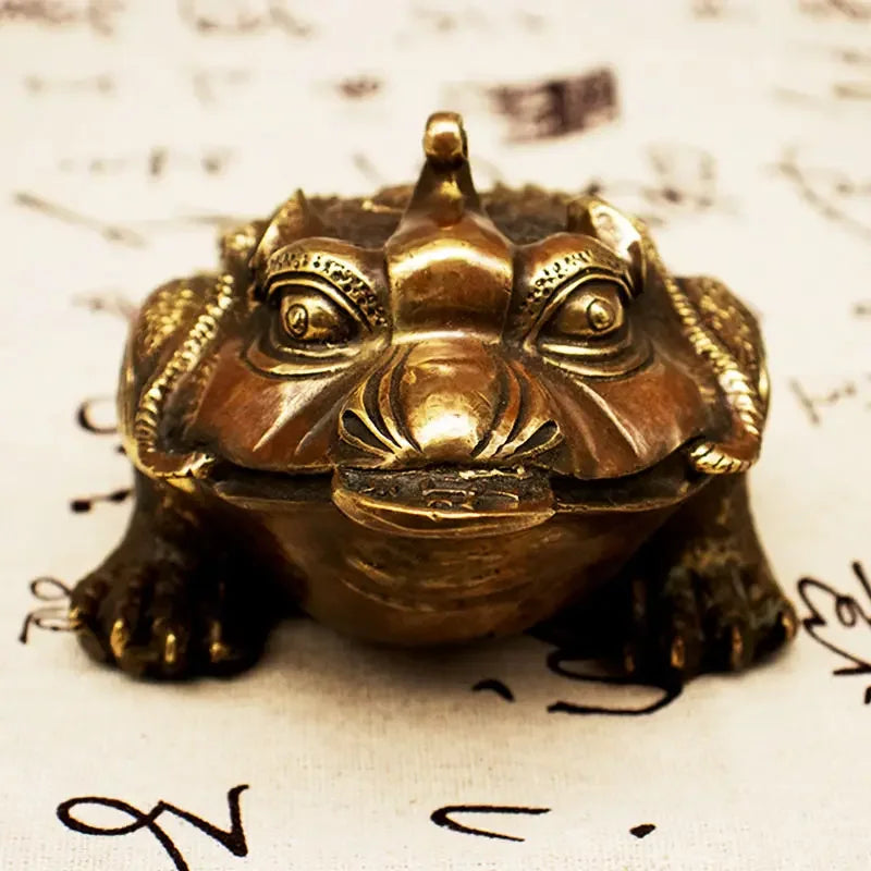 Pure Copper Animal  Three Legged Golden Toad Craft Ornament Metal Crafts  Living Room Decoration Miniatures