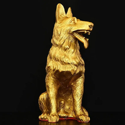 Pure Copper Animal Wolf Dog Home Attracting Ornaments Watchdog Guarding Wealth Dog Crafts