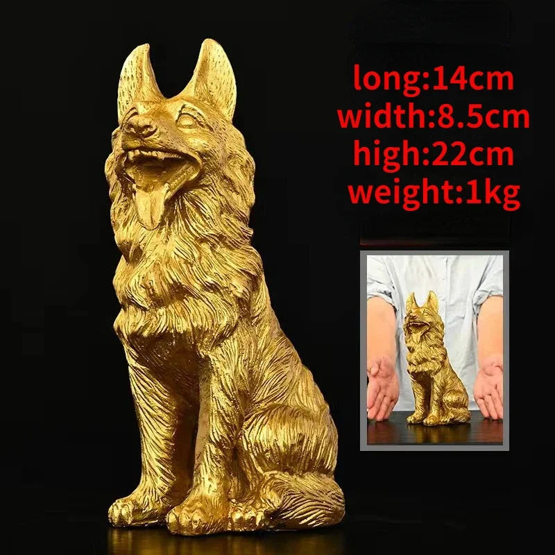 Pure Copper Animal Wolf Dog Home Attracting Ornaments Watchdog Guarding Wealth Dog Crafts