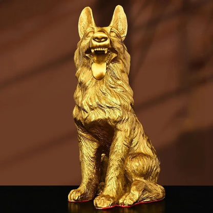 Pure Copper Animal Wolf Dog Home Attracting Ornaments Watchdog Guarding Wealth Dog Crafts