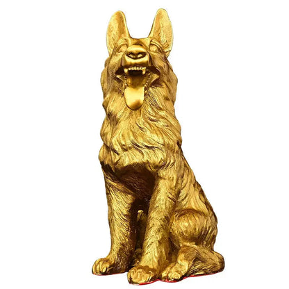 Pure Copper Animal Wolf Dog Home Attracting Ornaments Watchdog Guarding Wealth Dog Crafts