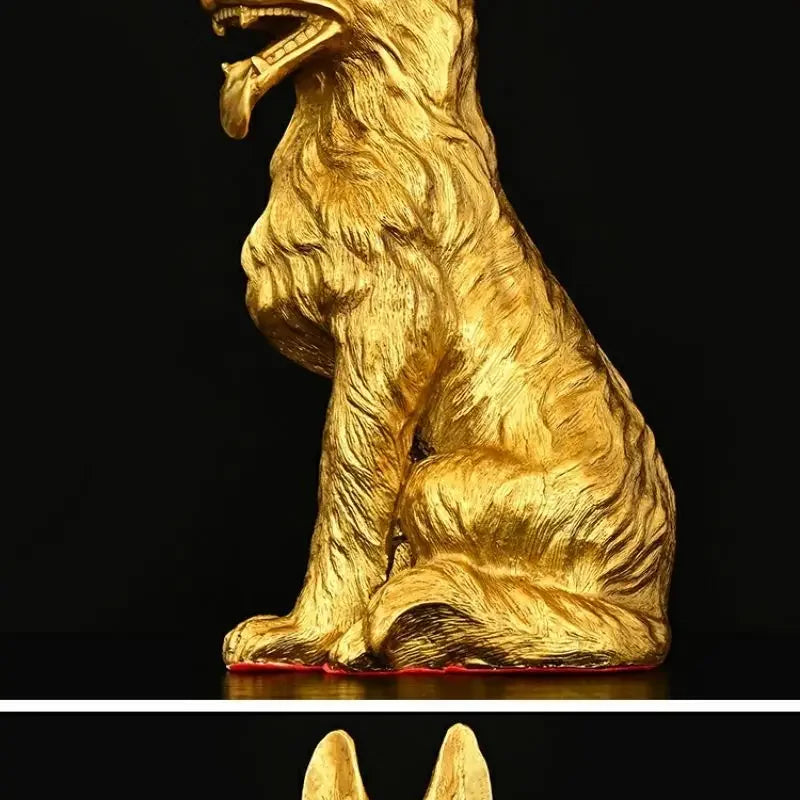 Pure Copper Animal Wolf Dog Home Attracting Ornaments Watchdog Guarding Wealth Dog Crafts