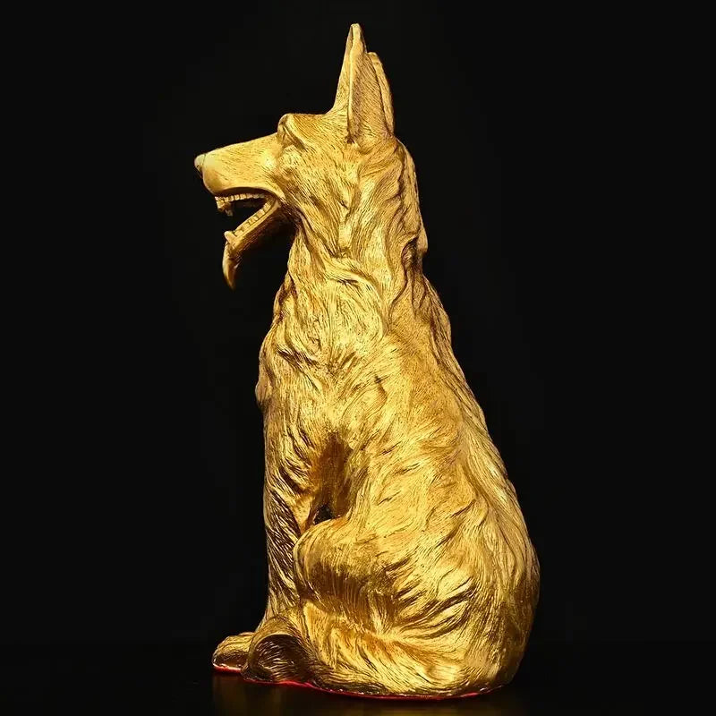 Pure Copper Animal Wolf Dog Home Attracting Ornaments Watchdog Guarding Wealth Dog Crafts