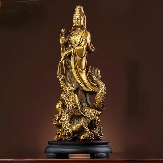 Pure Copper Avalokitesvara Buddha Statue Worships Household Living Room Decorations Chinese Style Decoration of The Statue Body