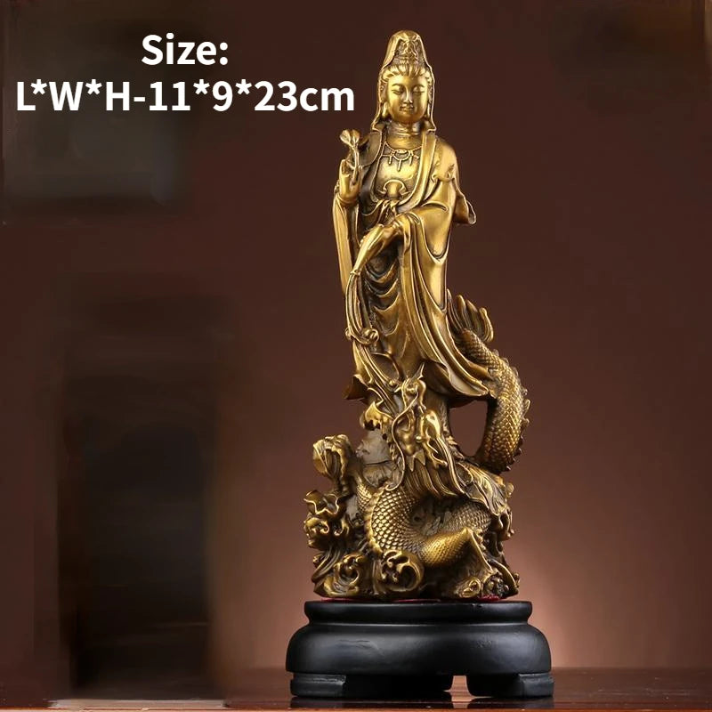 Pure Copper Avalokitesvara Buddha Statue Worships Household Living Room Decorations Chinese Style Decoration of The Statue Body