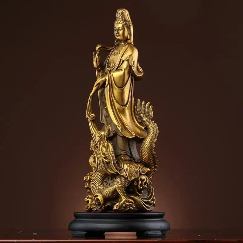 Pure Copper Avalokitesvara Buddha Statue Worships Household Living Room Decorations Chinese Style Decoration of The Statue Body