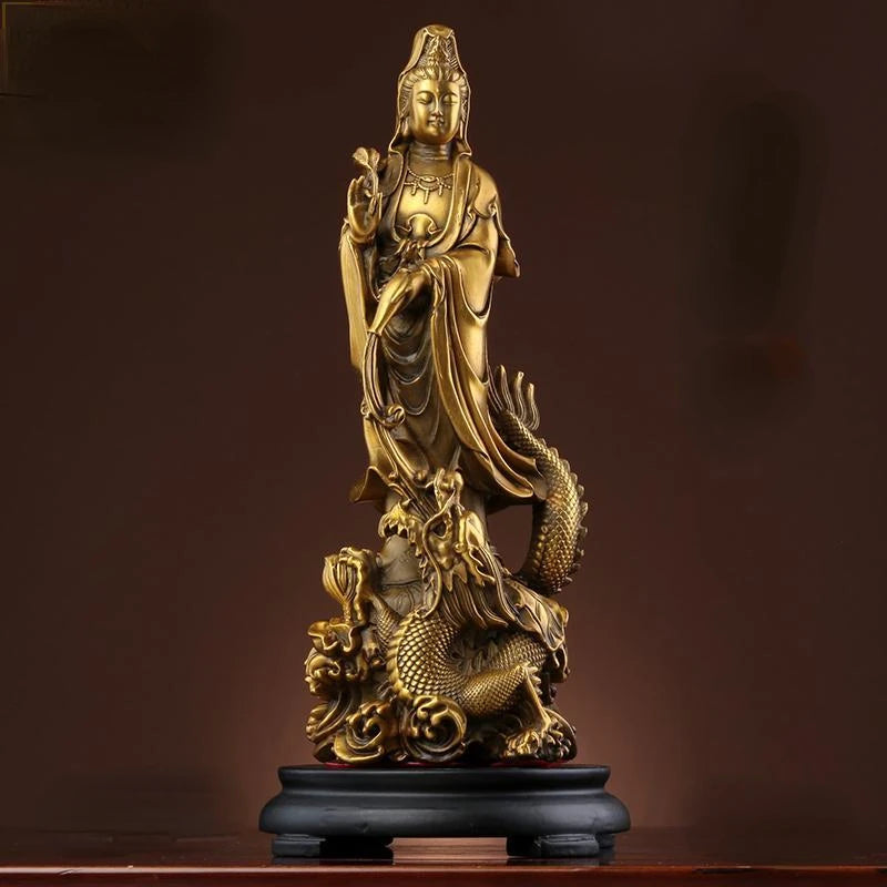 Pure Copper Avalokitesvara Buddha Statue Worships Household Living Room Decorations Chinese Style Decoration of The Statue Body