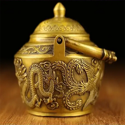 Pure Copper Brass Antique Copper Kettle Ornaments Dragon and Phoenix Kettle Teapot Wine Kettle Decoration