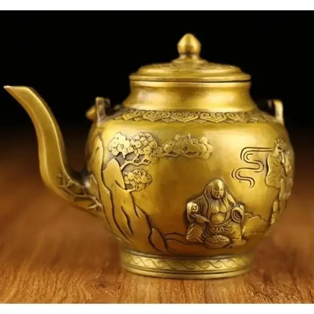 Pure Copper Brass Kettle Ornaments Dragon and Phoenix Kettle Teapot Wine Kettle Decoration