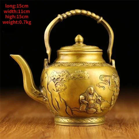 Pure Copper Brass Kettle Ornaments Dragon and Phoenix Kettle Teapot Wine Kettle Decoration