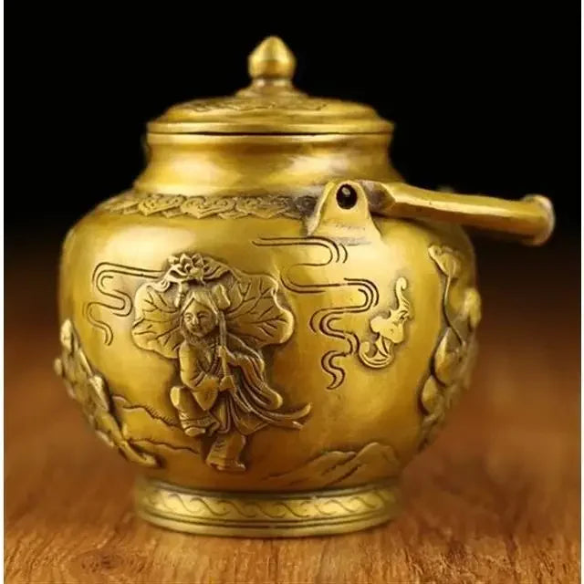 Pure Copper Brass Kettle Ornaments Dragon and Phoenix Kettle Teapot Wine Kettle Decoration