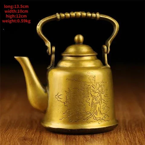 Pure Copper Brass Kettle Ornaments Dragon and Phoenix Kettle Teapot Wine Kettle Decoration